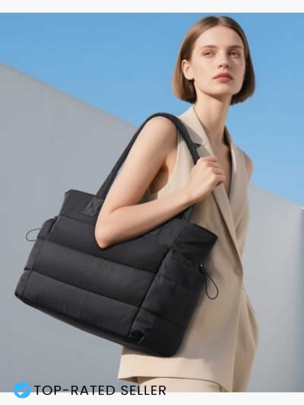 Tote Bag for Women with Giant Tumbler Holder Pocket Puffer Work Travel Laptop - Picture 2 of 7